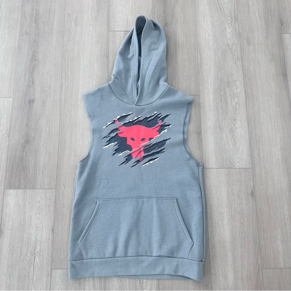 NWOT Under Armour rock rival sleeveless hoodie grey youth XL